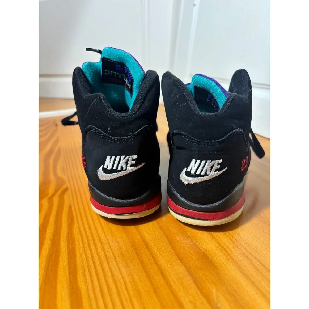Kids Air Jordan 5 Retro Fire Red Metallic Grape Black‎ Shoes Sz 3Y